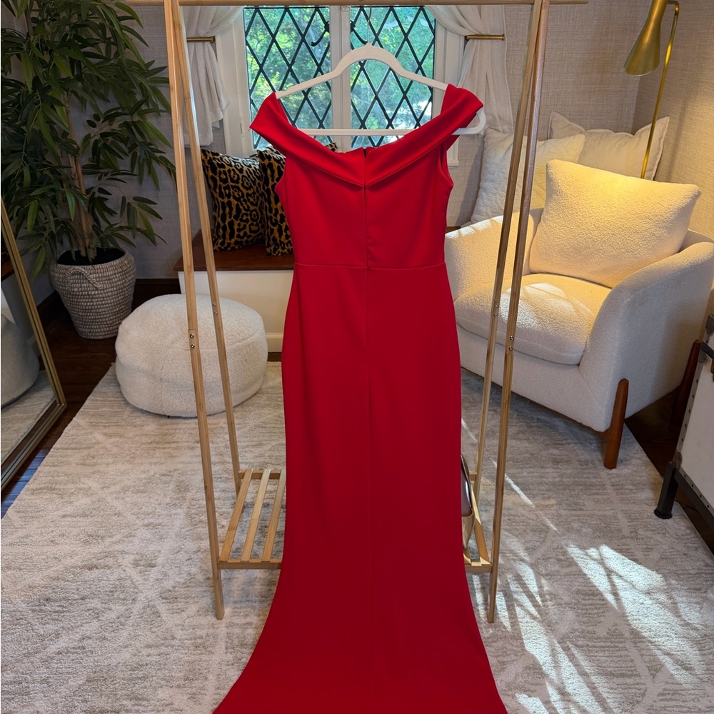 Nasty Gal Off-Shoulder Red Maxi Gown